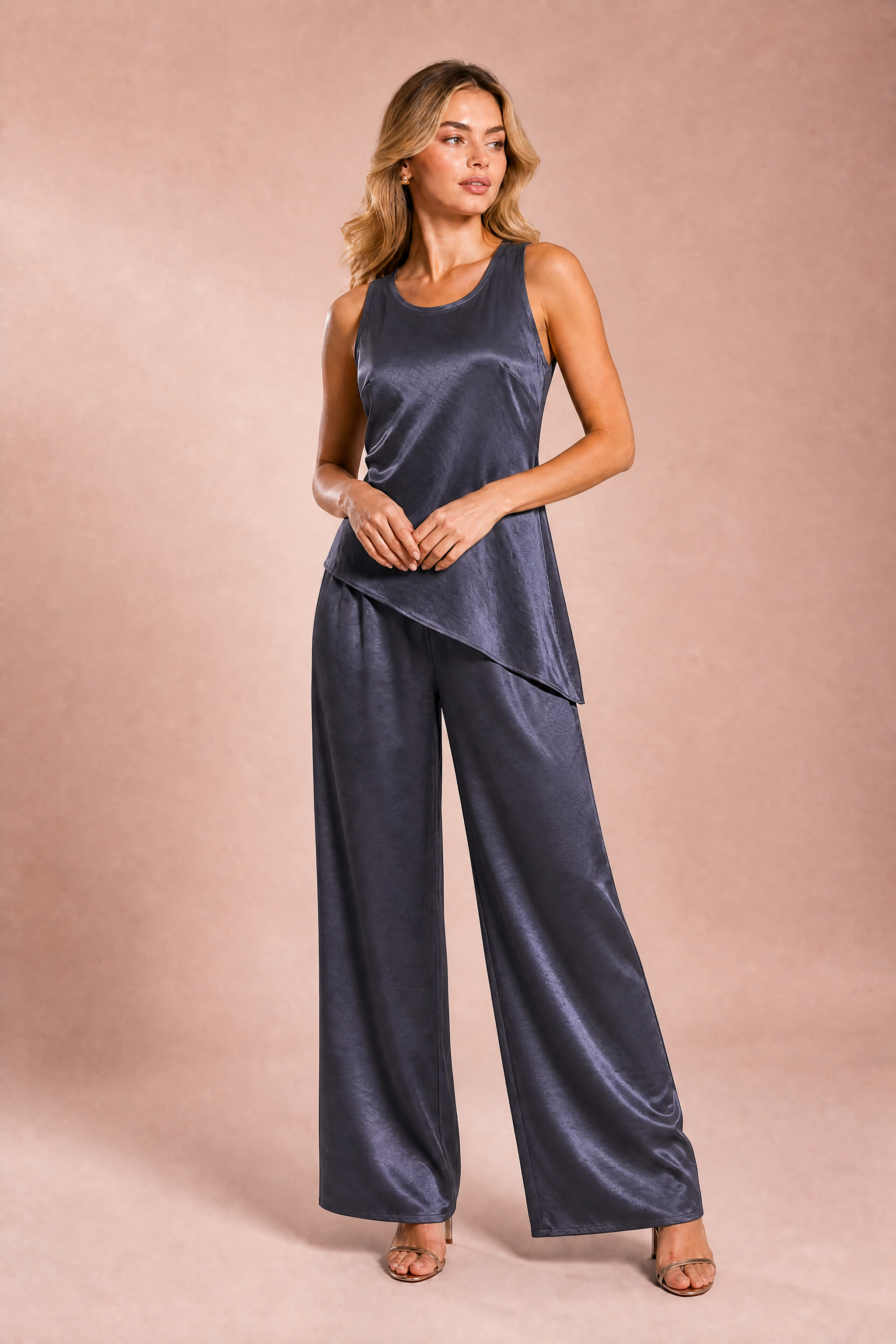 Ensemble pantalon asymétrique sans manches | Variante Gris foncé | Lounelle Paris