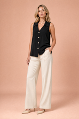 Sleeveless V-Neck Blouse