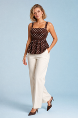 Polka dot backless crop top
