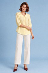 Puff-Sleeved Round-Neck Blouse