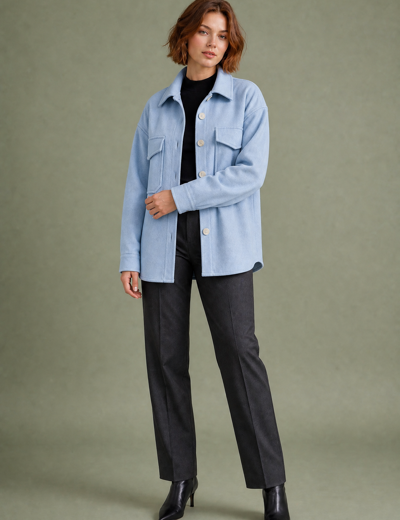 Manteau mi-long ample à revers | Variante Bleu | Lounelle Paris