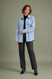 Manteau mi-long ample à revers | Variante Bleu | Lounelle Paris