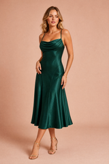 Dark Green Lace-Up-Back Maxi Dress