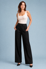 High-waisted wide-leg pants