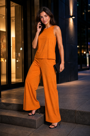 Ensemble pantalon large fluide | Variante Orange - Lifestyle | Lounelle Paris