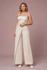 Asymmetrical High-Waisted Wide-Leg Pants