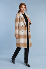 Long checked coat