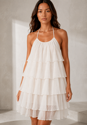 Robe blanche col halter dos nu | Lounelle Paris