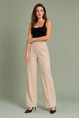 White Tailored High-Waisted Wide-Leg Pants