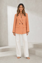 Blazer orange rayé coupe ample