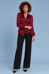 Satin Wrap Blouse