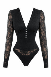Body noir dentelle manches longues | Lounelle Paris