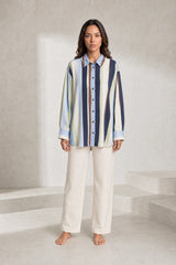Chemise ample à rayures satinée