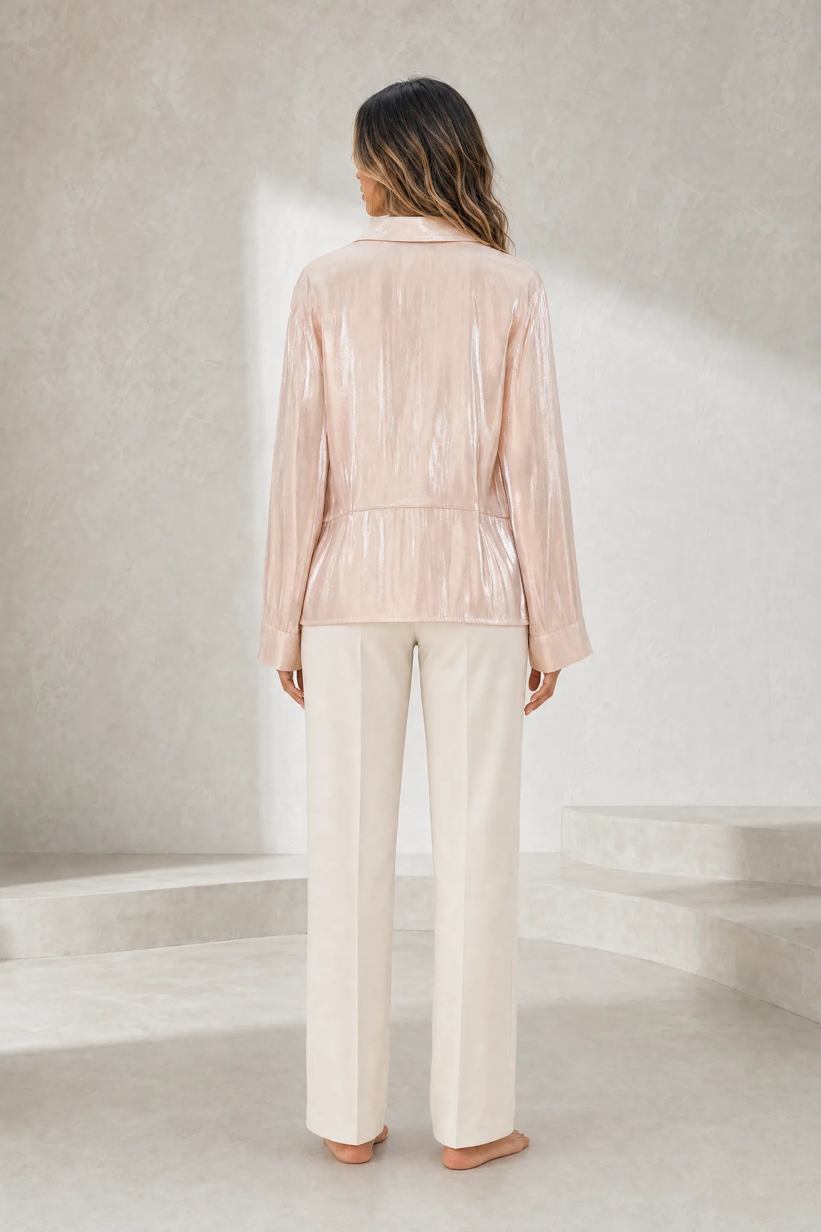 Chemise métallisée à ceinture | Lounelle Paris