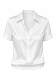 Chemisier satiné manches courtes | Lounelle Paris