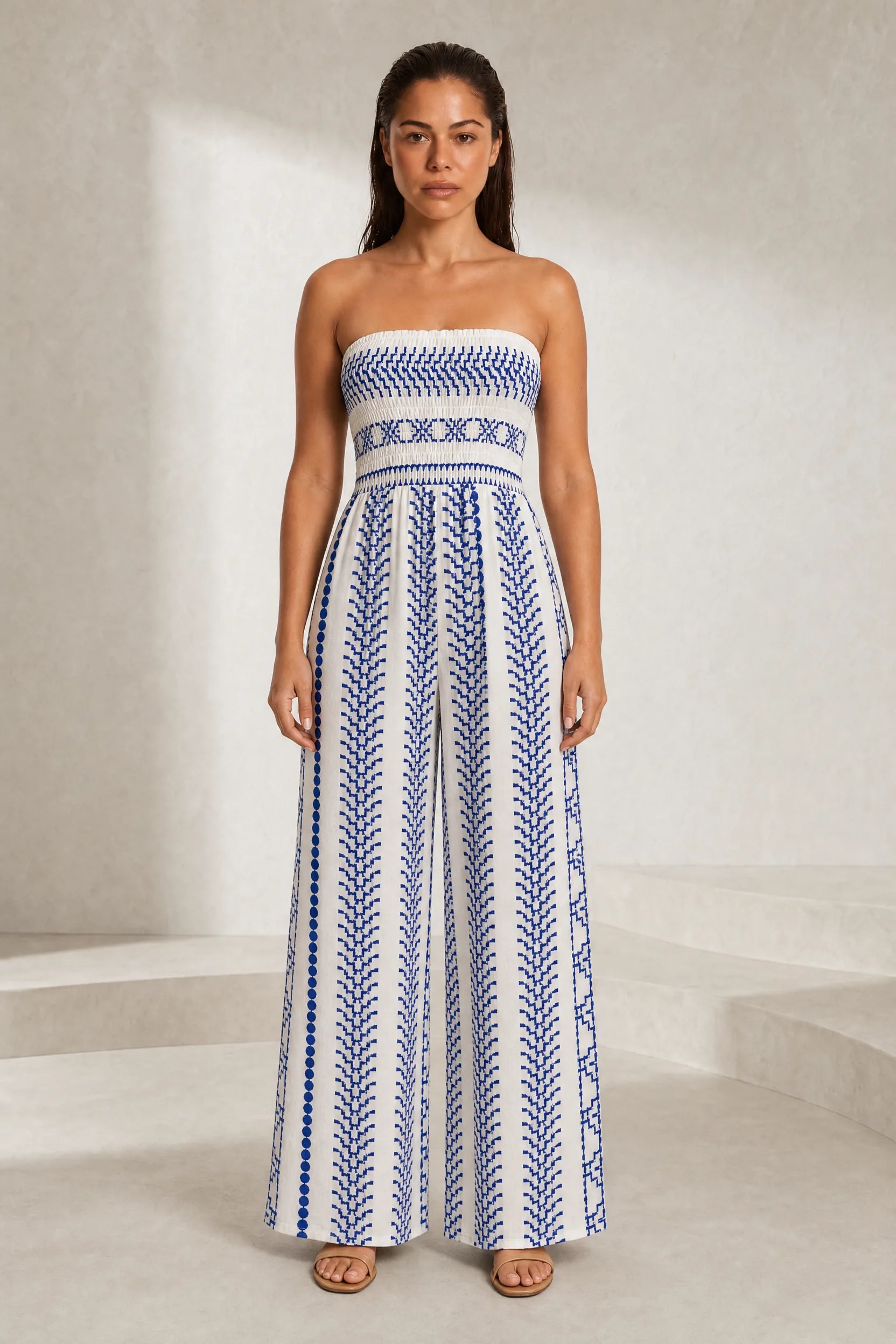 Combinaison blanche imprimée bandeau | Lounelle Paris