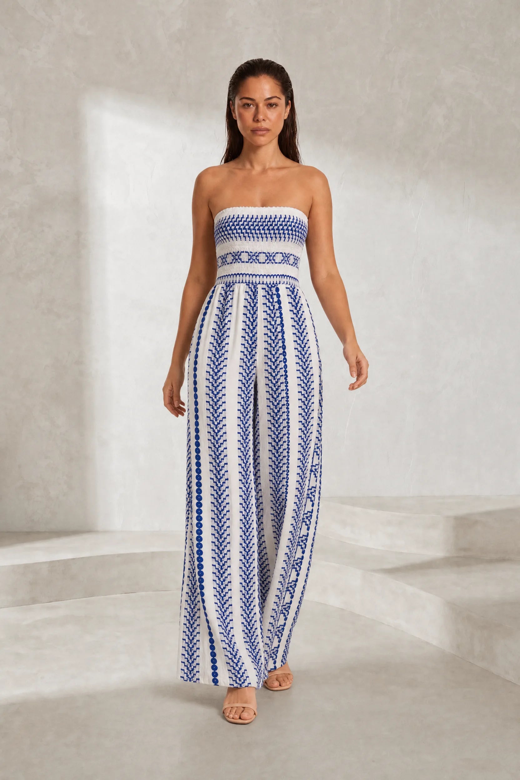 Combinaison blanche imprimée bandeau | Lounelle Paris