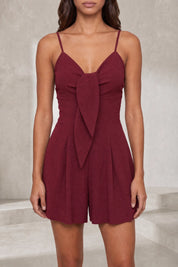 Combishort bordeaux col V à nœud | Lounelle Paris