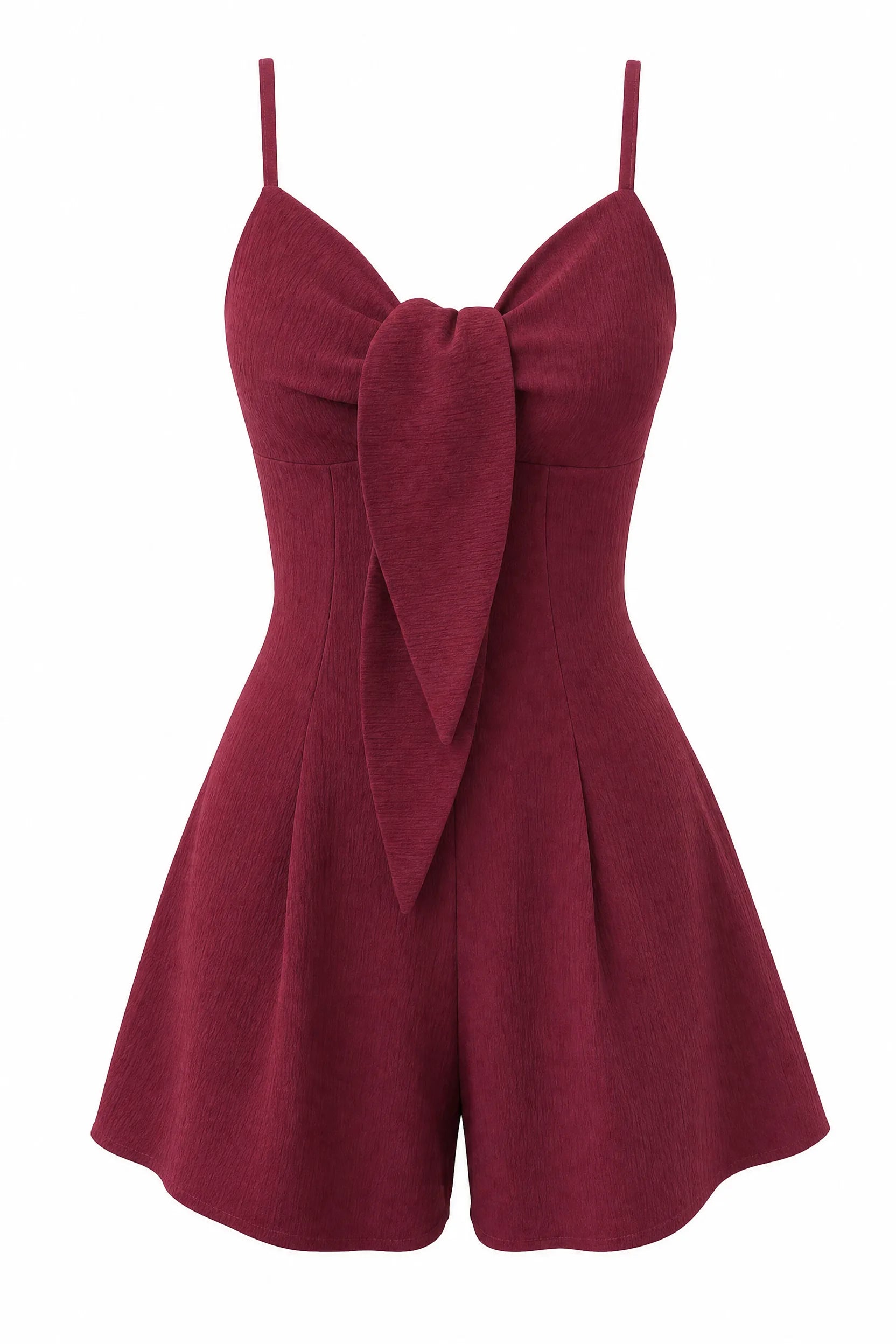 Combishort bordeaux col V à nœud | Lounelle Paris