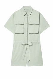 Combishort vert clair col chemise | Lounelle Paris
