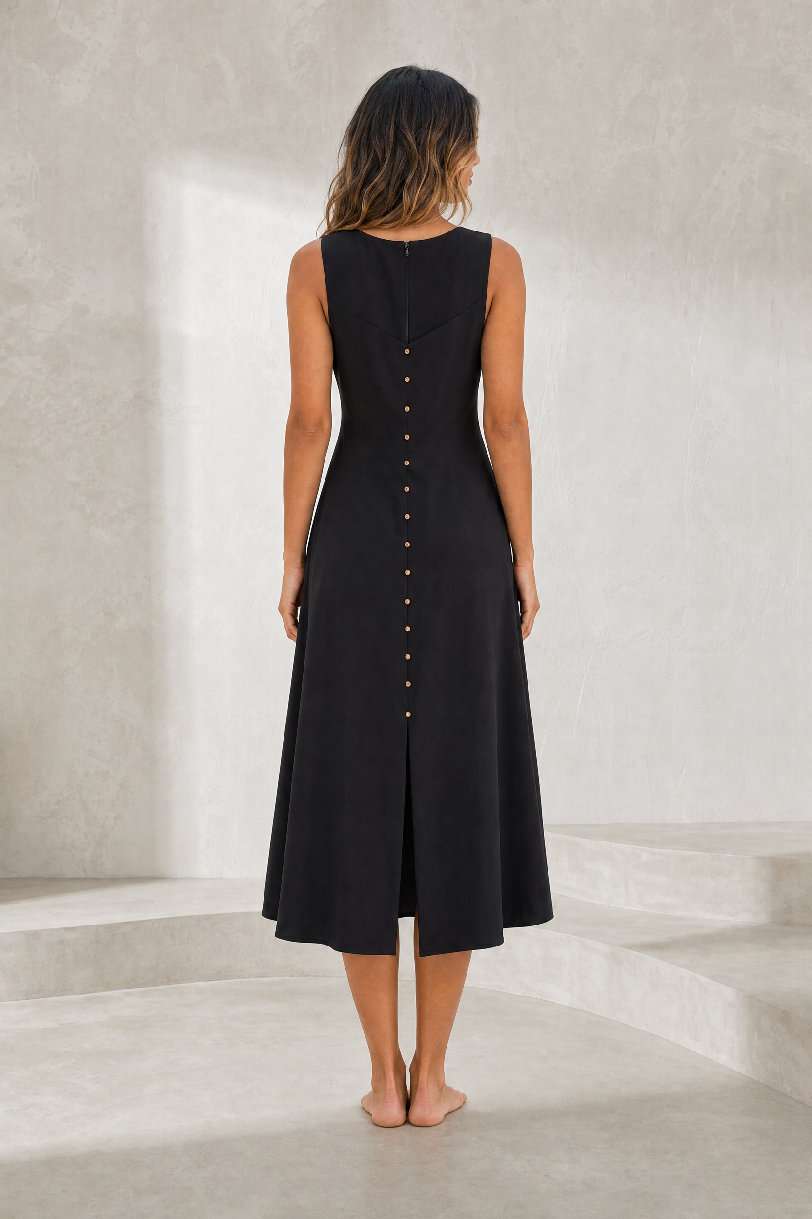 Robe midi à encolure carrée | Lounelle Paris