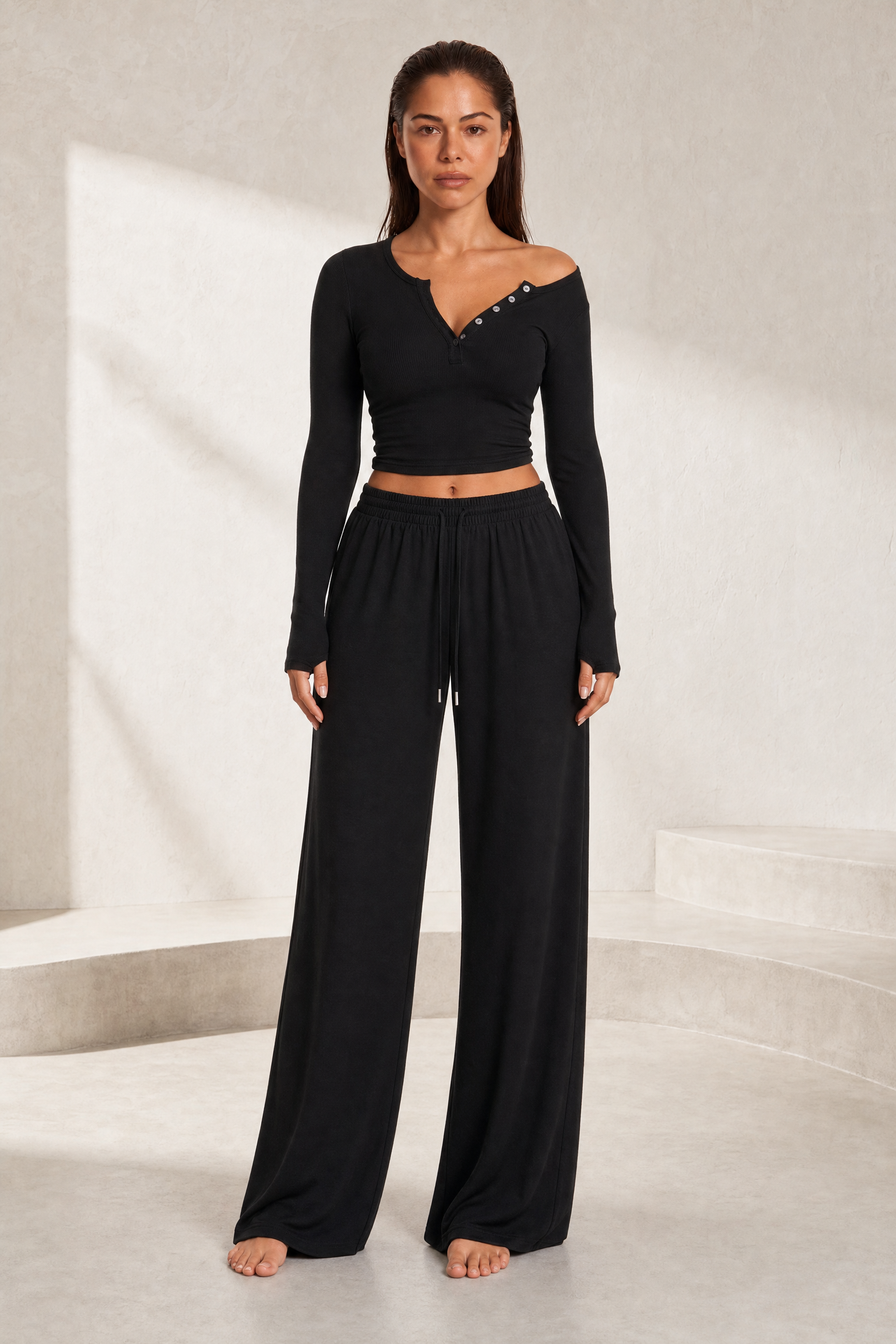 Ensemble col V et pantalon large | Lounelle Paris