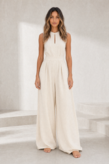 Striped waisted jumpsuit