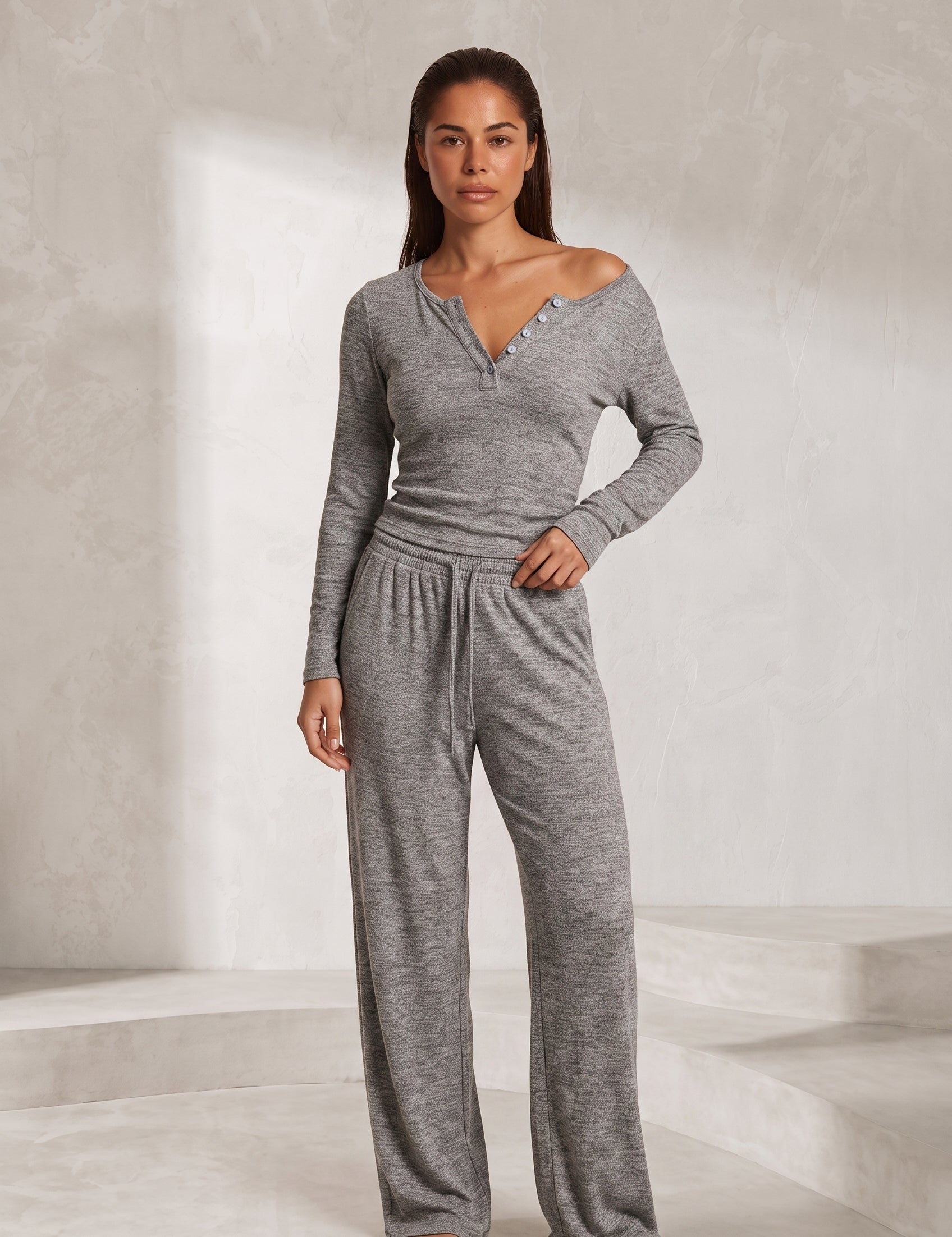 Ensemble col V et pantalon large | Lounelle Paris