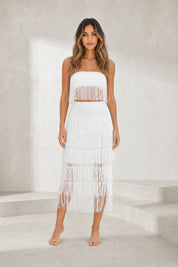 Ensemble blanc bandeau à franges | Lounelle Paris