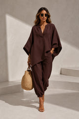 V-neck flowy set