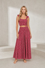 Ensemble jupe rouge imprimé floral | Lounelle Paris