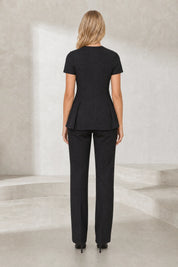 Ensemble noir col V péplum | Lounelle Paris