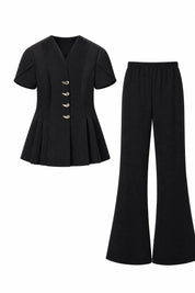 Ensemble noir col V péplum | Lounelle Paris