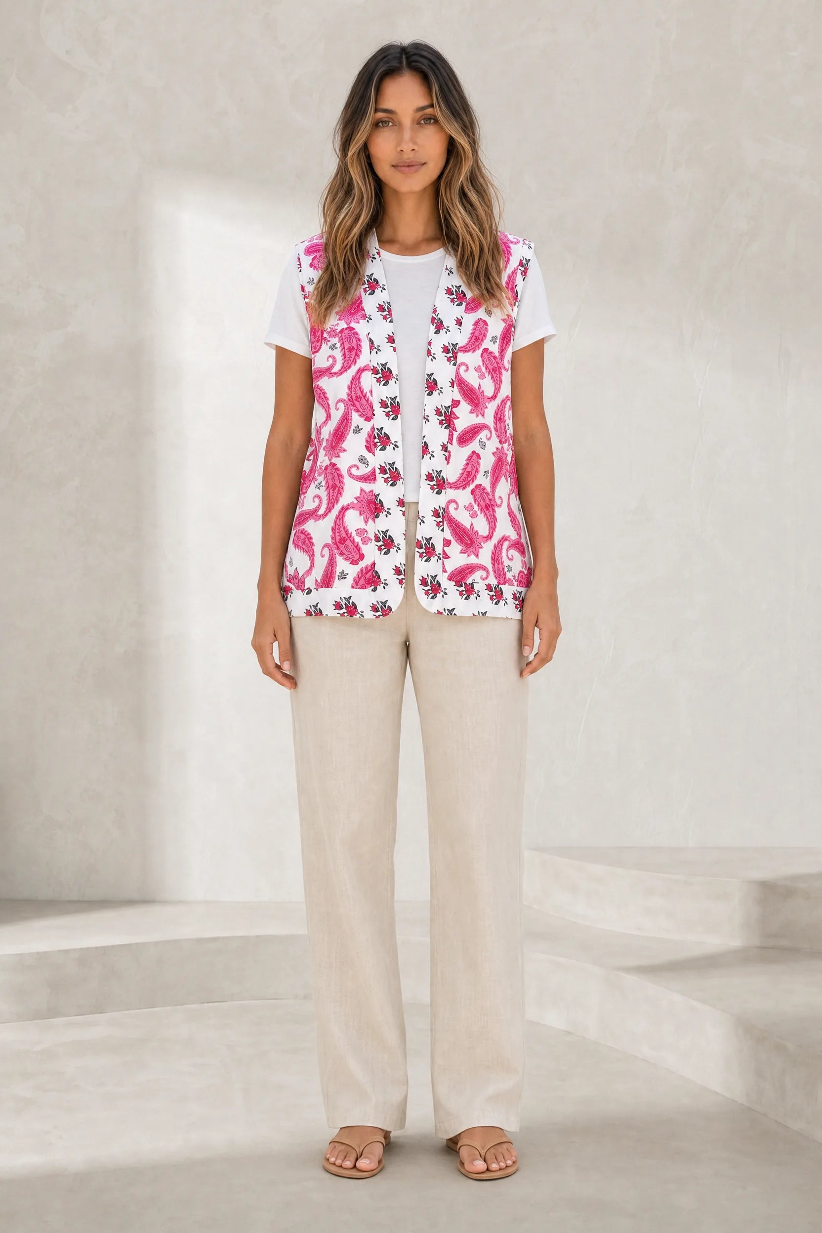 Gilet matelassé imprimé col V | Lounelle Paris