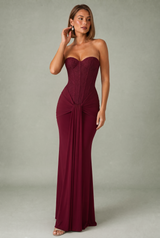 Draped Strapless Maxi Dress