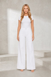 Jean blanc taille mi-haute coupe large | Lounelle Paris