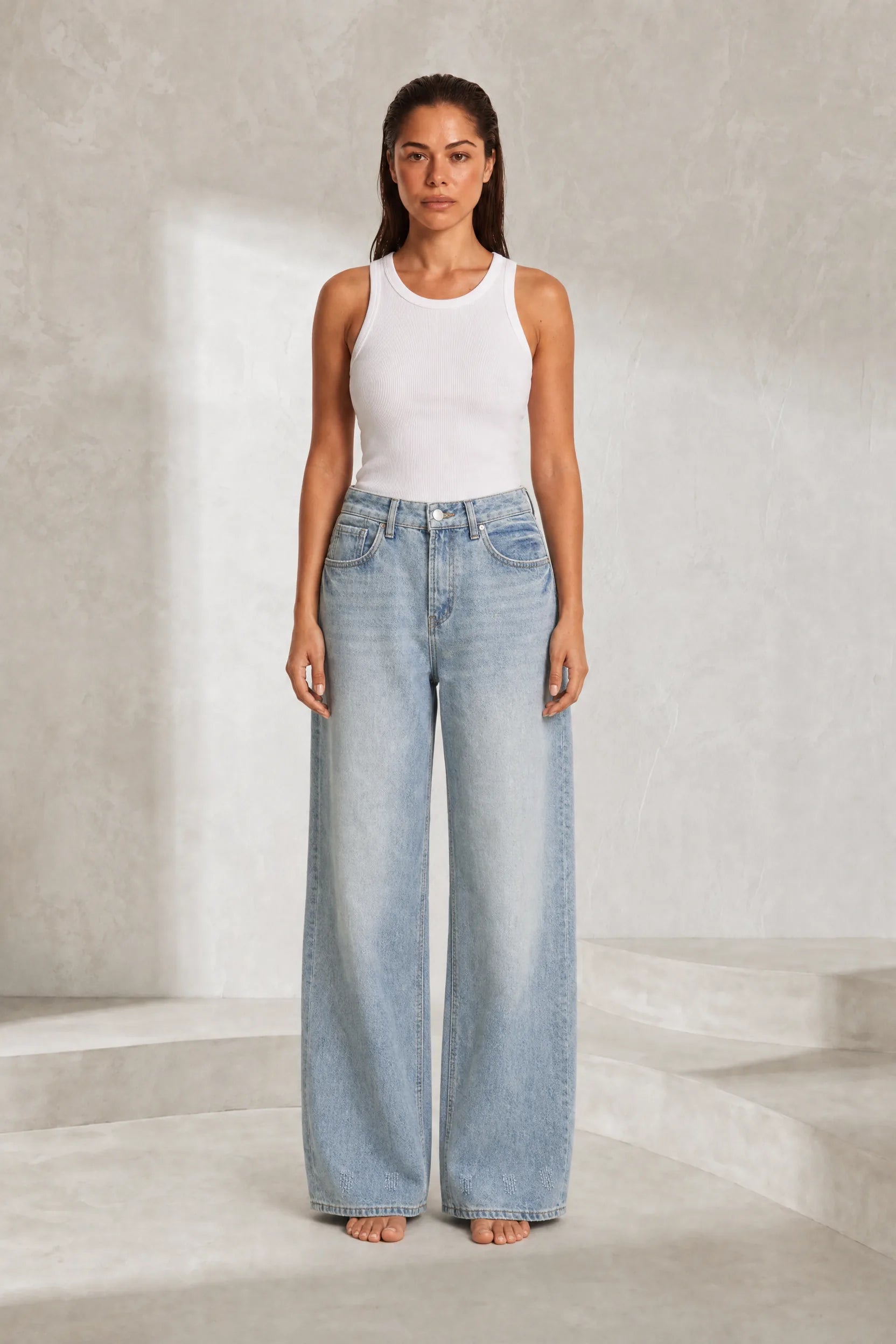 Jean bleu clair coupe ample | Lounelle Paris