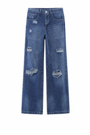Jean bleu déchiré coupe ample | Lounelle Paris