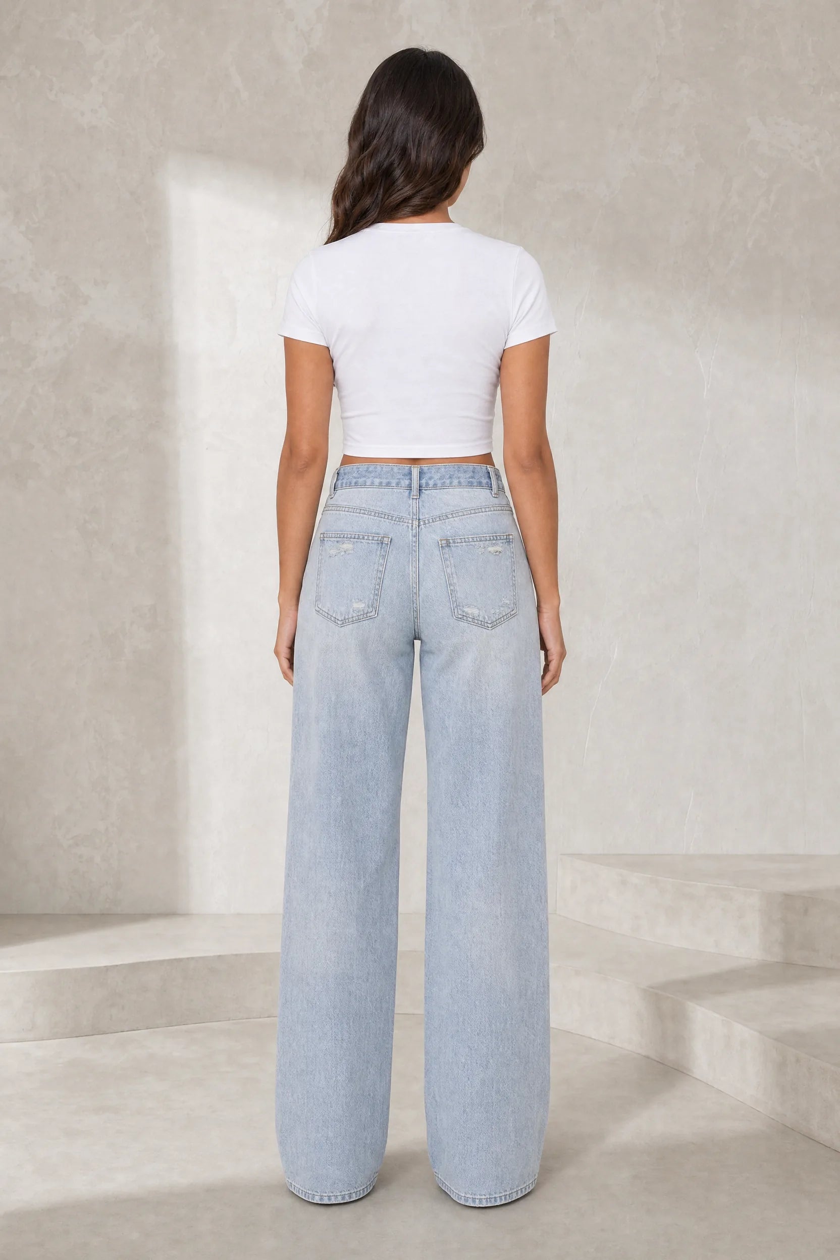 Jean droit bleu clair déchiré | Lounelle Paris