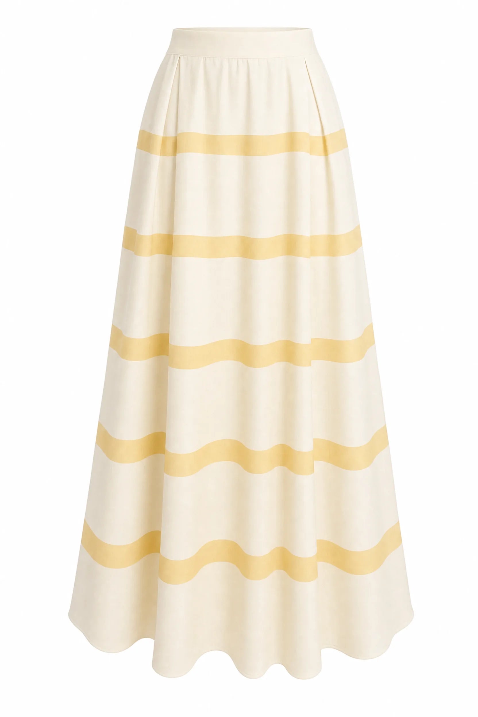 Jupe longue jaune rayée taille haute | Lounelle Paris