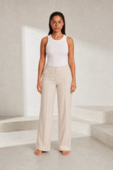 Pantalon abricot plissé taille mi-haute