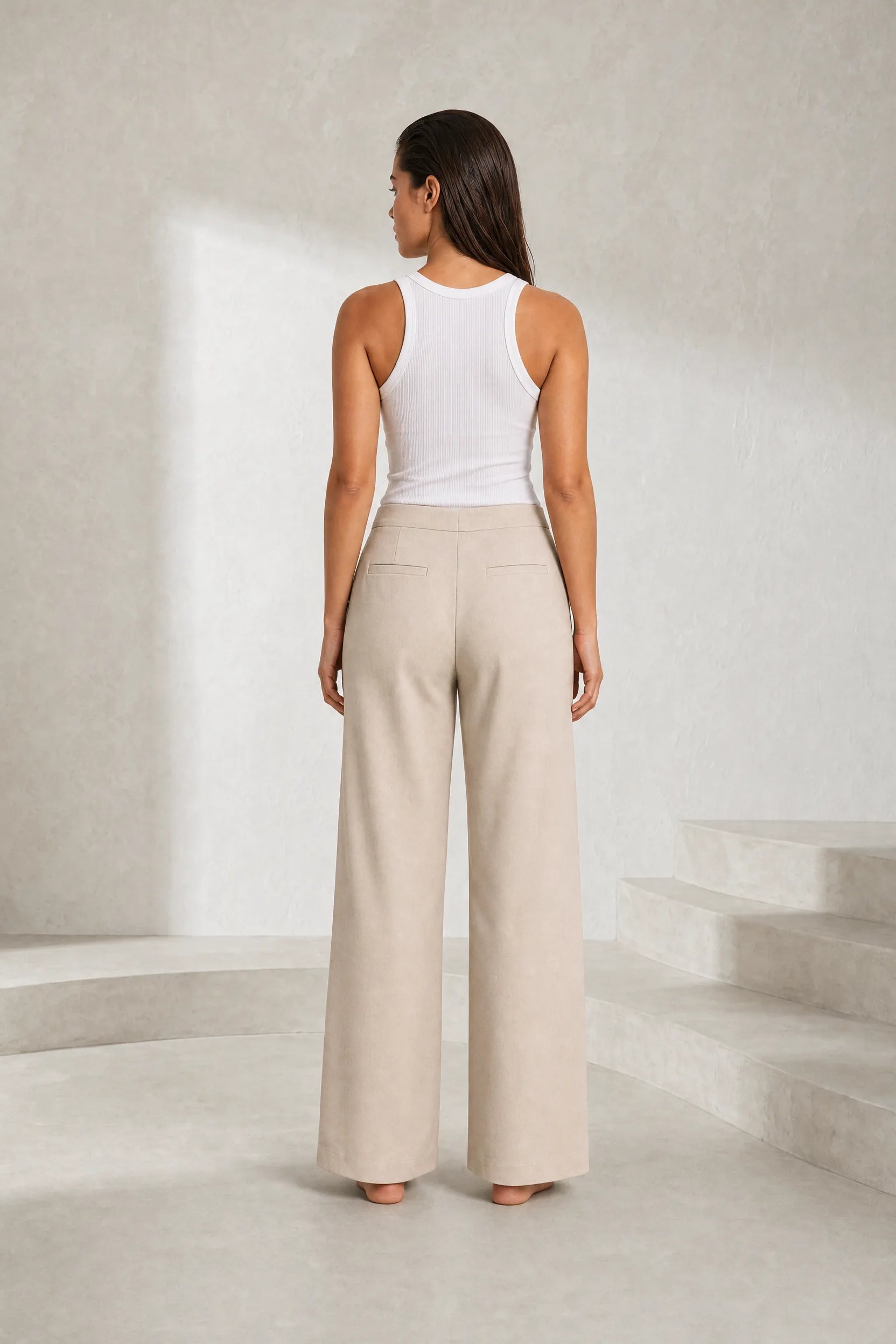 Pantalon abricot plissé taille mi-haute | Lounelle Paris