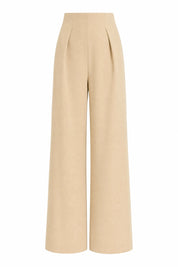 Pantalon beige taille haute jambes larges | Lounelle Paris