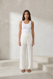 Pantalon blanc ample taille haute | Lounelle Paris