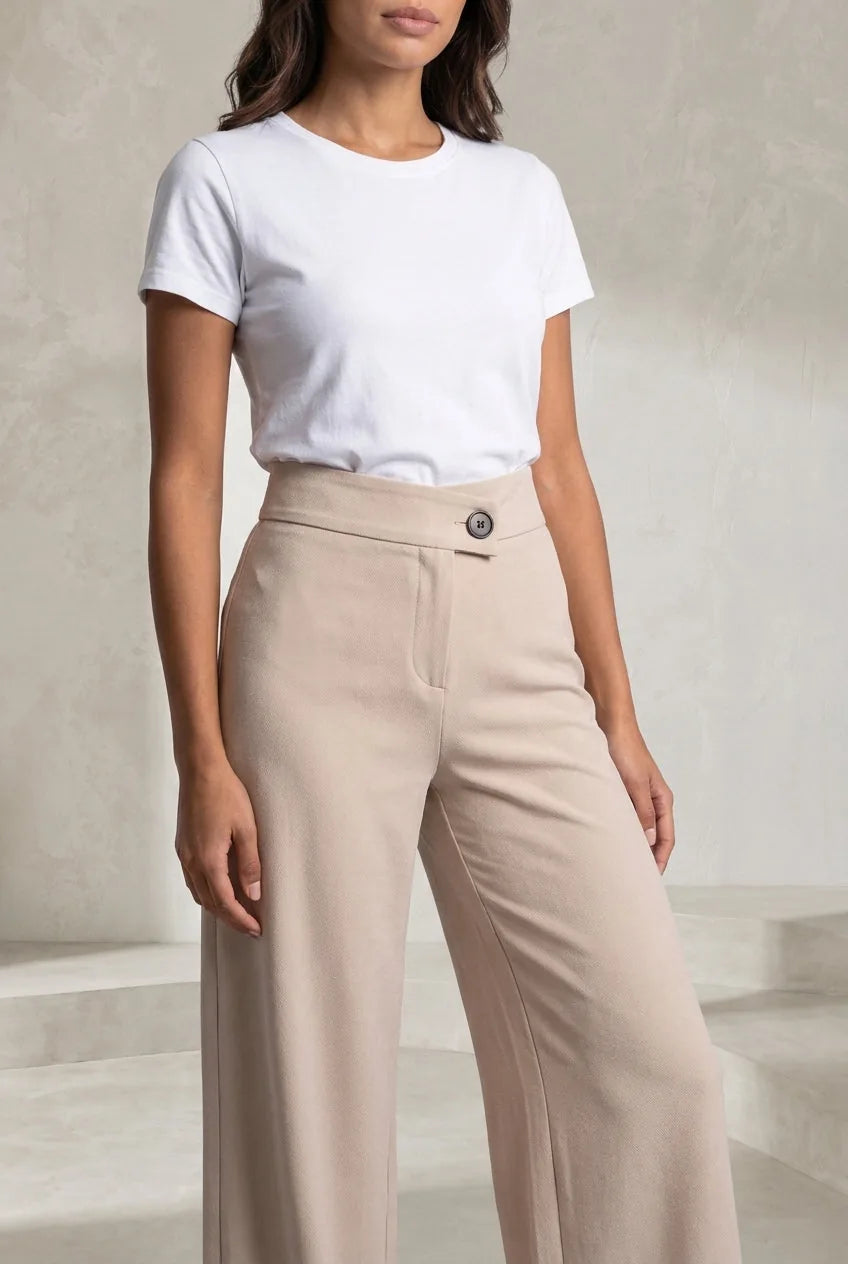 Pantalon fluide taille haute ceinture croisée | Lounelle Paris