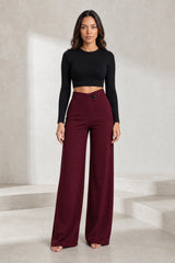 High-Waist Fluid Pants with Cross Belt