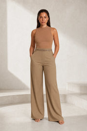 Pantalon fluide taille haute jambe large | Lounelle Paris