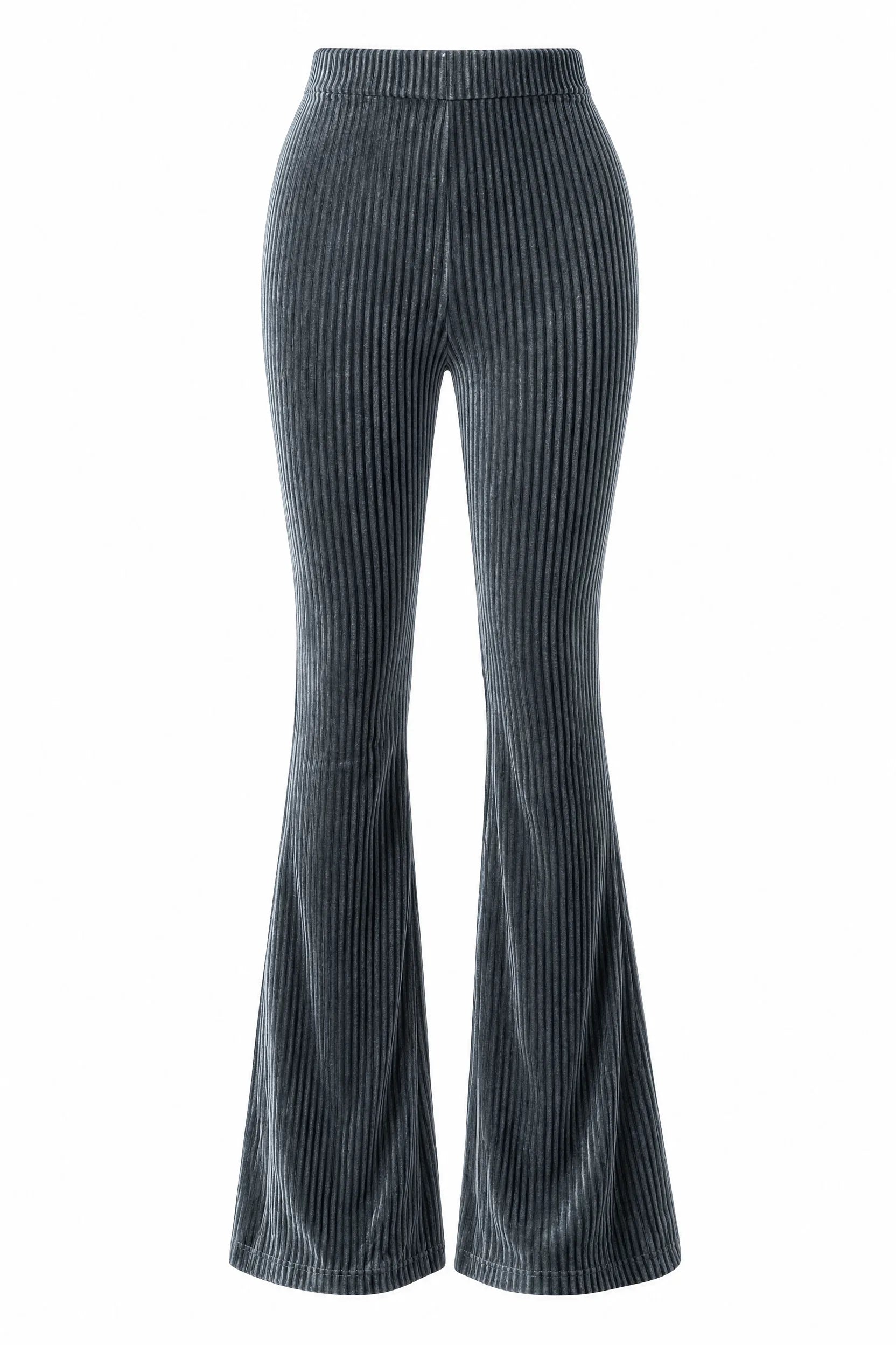 Pantalon gris foncé taille haute évasé | Lounelle Paris