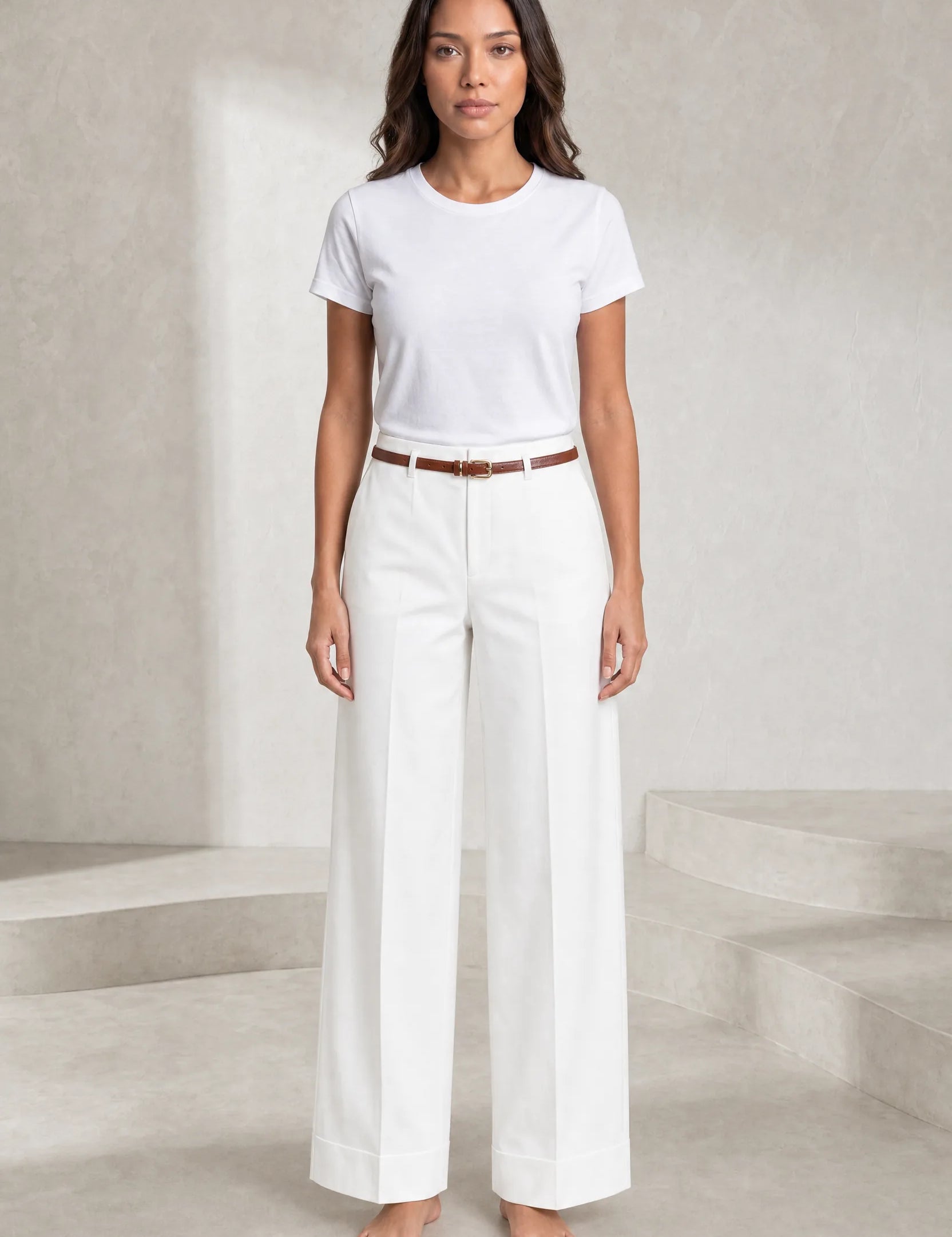 Pantalon large ceinturé taille mi-haute | Lounelle Paris