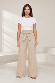 Pantalon large taille haute à nouer | Lounelle Paris
